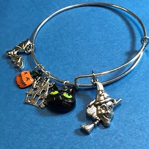 Halloween Witch Adjustable Silver Bangle Bracelet